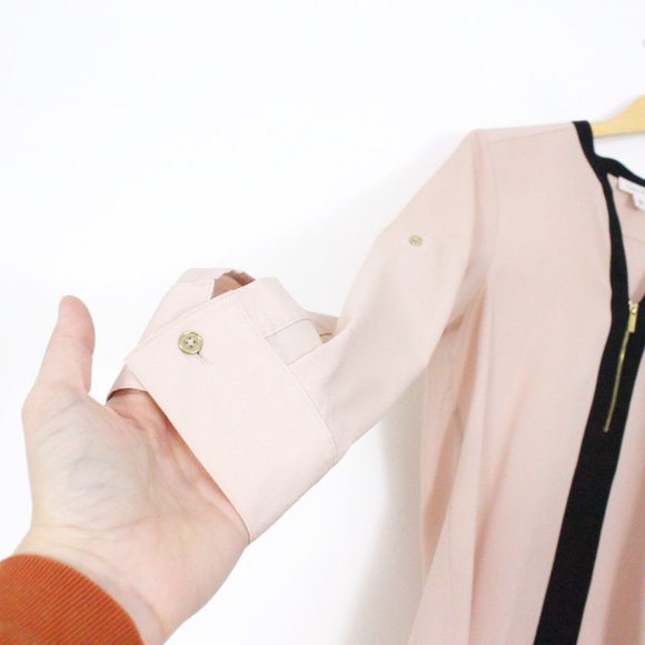 *Calvin Klein Women's Zip-Front Blouse Pink - Picture 5 of 6